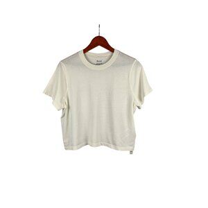 Madewell Womens Softfade Cotton Boxy-Crop Tee Size M Ivory